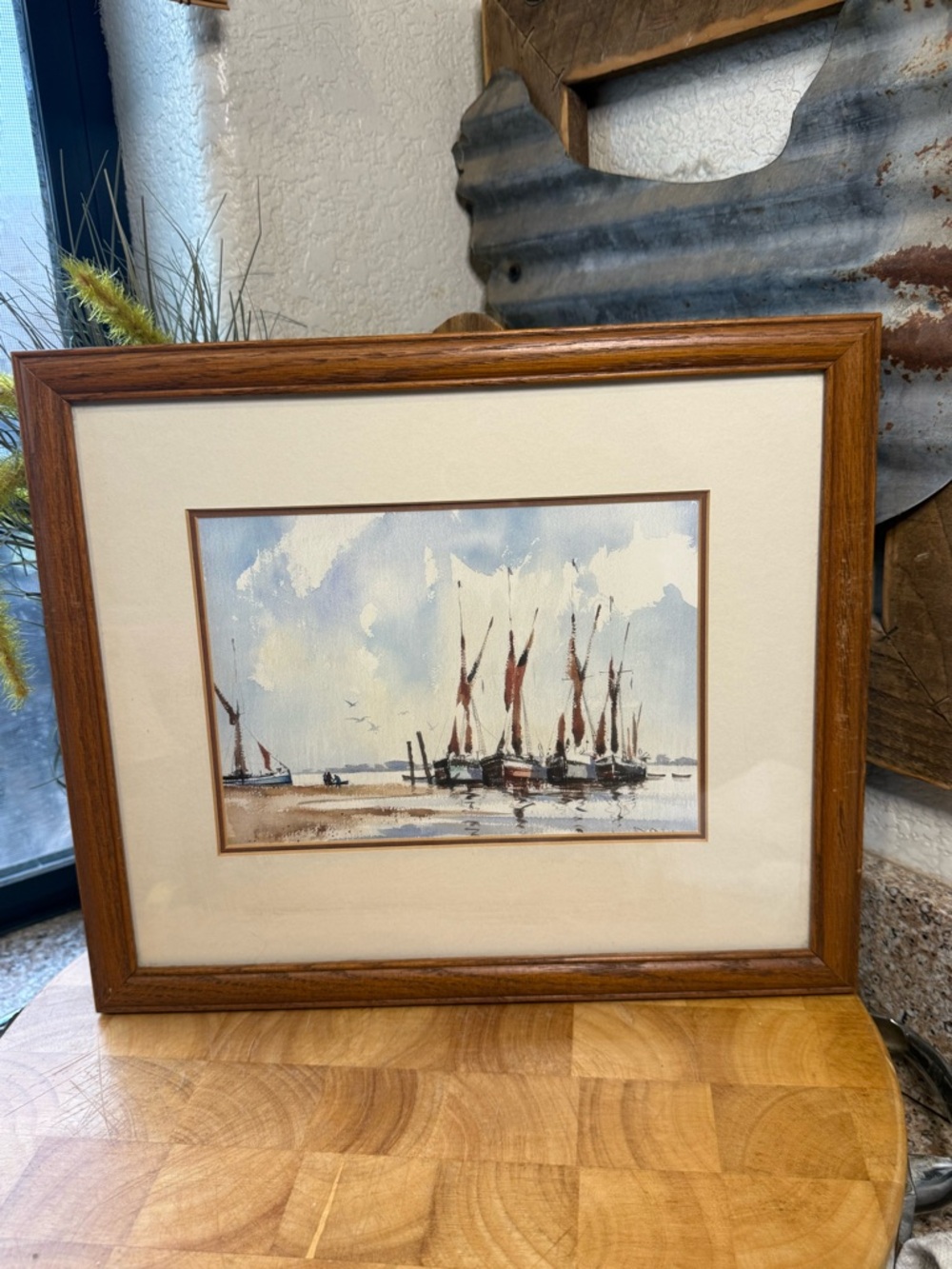 Set of 4 Framed English Countryside & Coastal Framed Watercolors 13 x 11